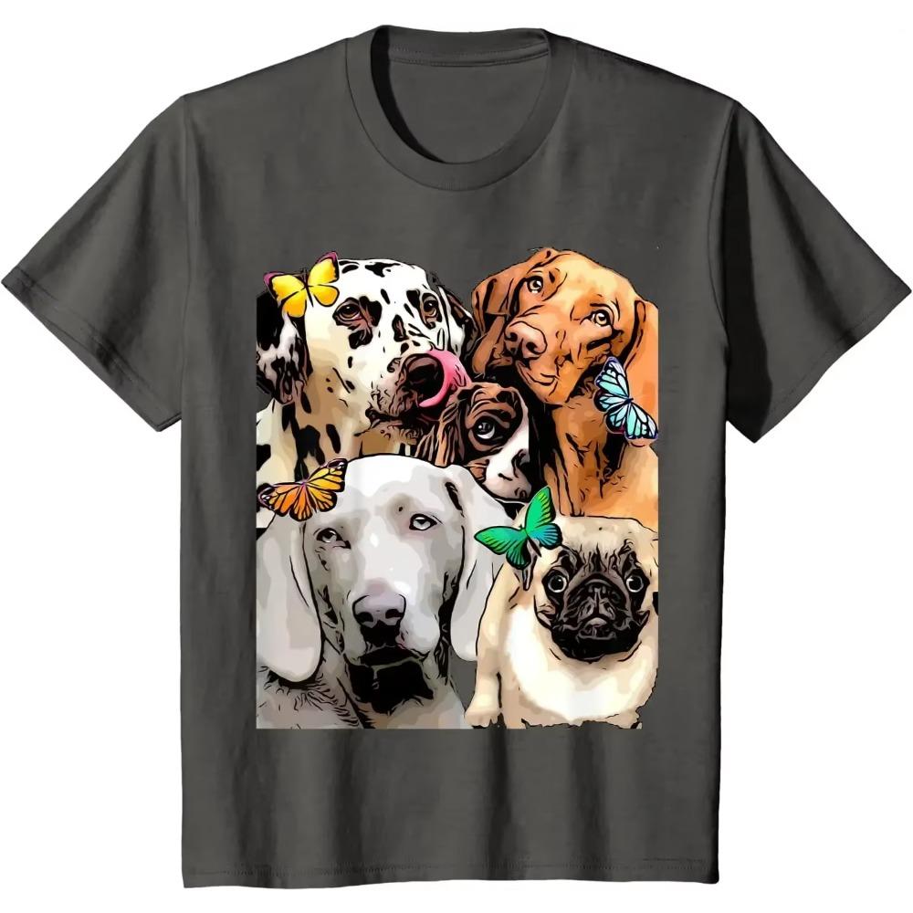 

Cute Funny Dogs and Butterflies Graphic Trending Prints T-Shirt for Men Oversized T Shirt Casual Cotton Daily Four Seasons Tees XXXXXL синий