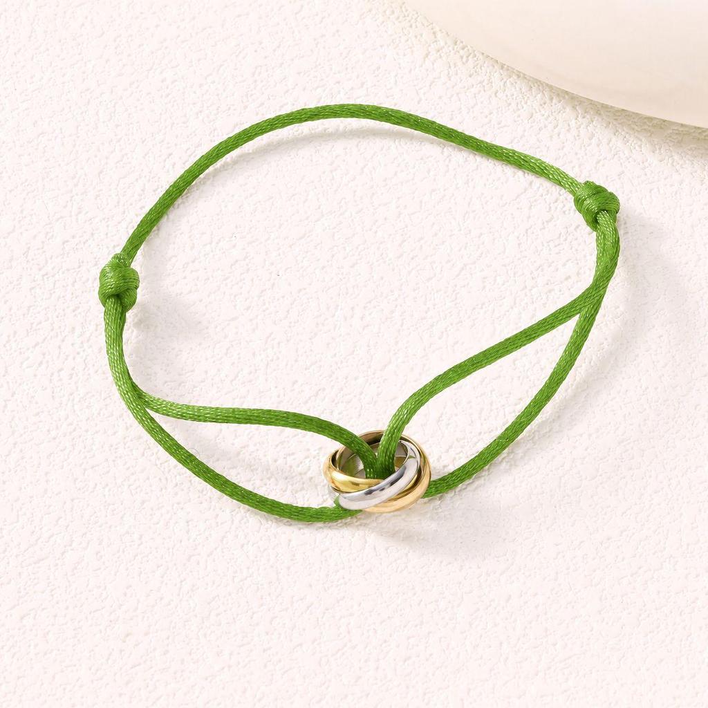 Bracciale Intrecciato Minimalista Regolabile a Tre Anelli - Gioiello di Coppia Trendy di Alta Qualità