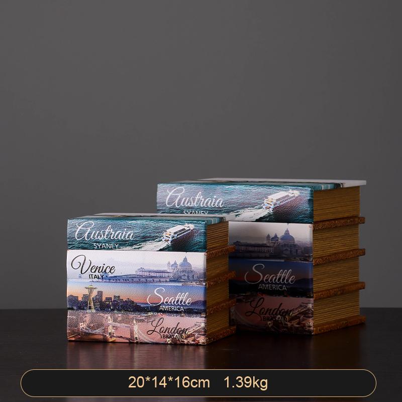 Vintage Wooden Book Shaped Storage Box Decorative Items Home Bedroom Jewelry Box Ornaments Office Study Desk Storage Accessories