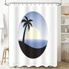 Tropical Beach Shower Curtain Palm Tree Ocean Sunset Scenic Bathroom Decor Waterproof Modern Coastal Vibes Home Decor