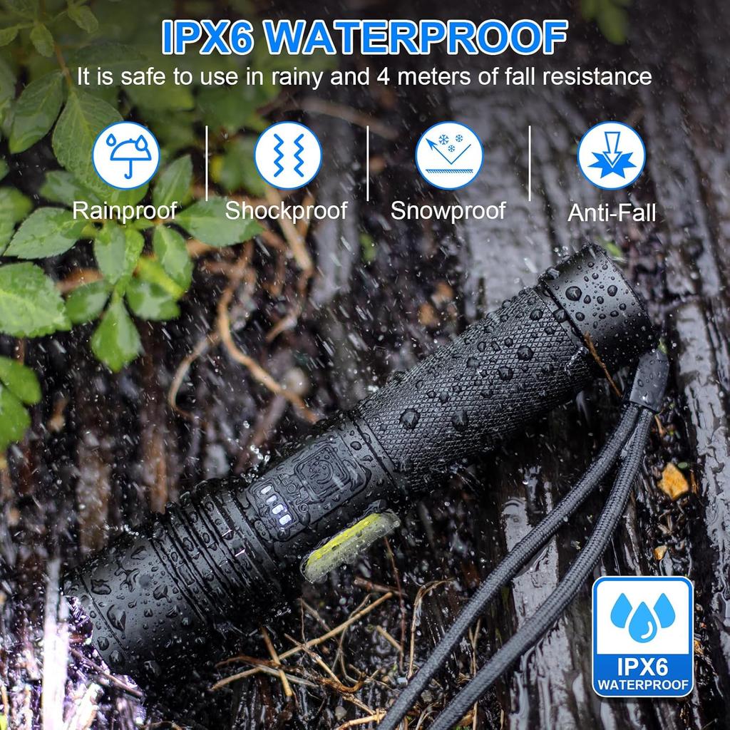 Rechargeable Flashlights High Lumens 2 Packs, 990000 Lumens Super Bright LED Flashlight with 7 Modes & Waterproof, Powerful Flash Light for Home