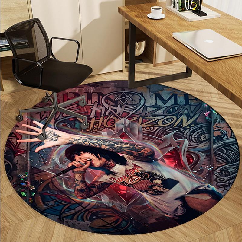Tappeto Rotondo con Fantasia Bring Me the Horizon, Tappetino da Interno/Esterno, per Picnic, Sala Giochi, Camera da Letto, Ufficio, Soggiorno, Tappeto per Arredamento Casa, Regalo di Compleanno