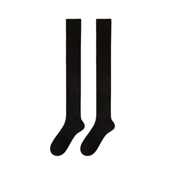 1 Pair Women Winter Warm Long Socks Solid Color Thickened Soft Thermal Stockings Fluffy Female Over Knee Socks