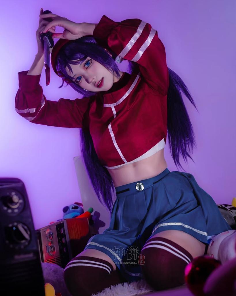MiSide Mita Cosplay mit Heldin Cosplay Kostüm für Schule und Bühne mit [Ausgezeichnete Qualität] Perücke, Erwachsene, Festivals, Veranstaltungen, (Mita Perücke, L)
