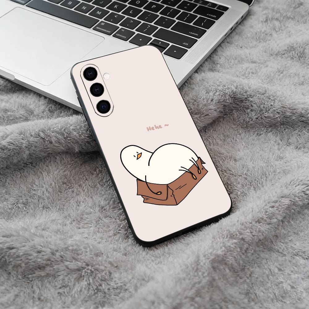 

F-Funny Duck Soft Silicone phone Case for Samsung Galaxy A73/A71/A72/A70/A53/A52/A51 - Black Samsung a40