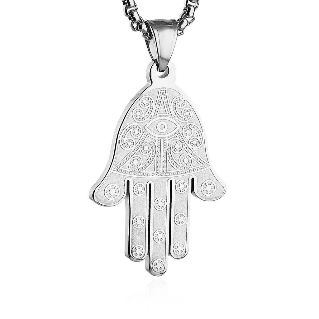 European and American High-end Jewelry Titanium Steel Necklace Men and Women New Color Palm