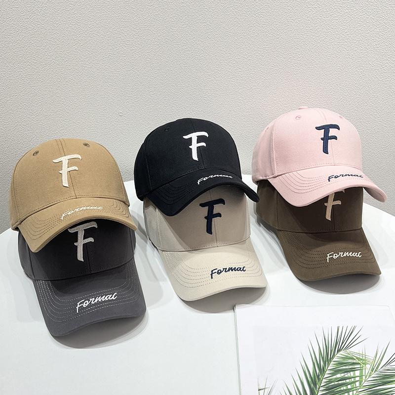 New Casual F Letter Embroidered Baseball Cap Women Show Small Face Deepen Hard Top Ins Sunshade Travel Versatile