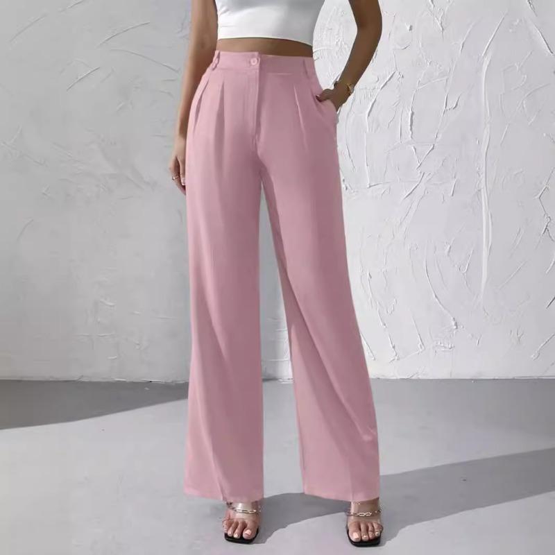 

Женские новые элегантные однотонные брюки премиум-класса с драпировкой и широкими штанинами, деловые брюки, костюмные брюки XXL розовый
