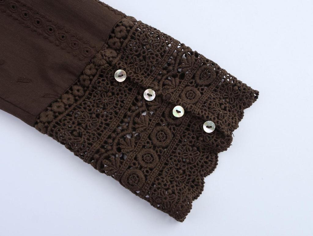 Spring 2025 Women's European & American Style Embroidered Hollow Shirt