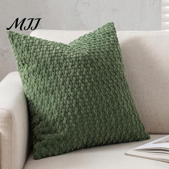 Invisible Zipper Pillow Protector Bubble Corduroy Throw Pillowcase, Decorative Square Cushion Cover, Soft Skin Friendly Bedside Pillows Textured Cover