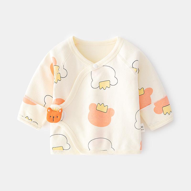 Newborn Boneless Pure Cotton Velcro Half-Back Pajamas - Spring/Autumn Style Baby Top