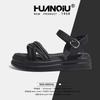Global New Platform Sandals Women's Shoes XHQ-GH123 Straps New Casual Versatile One-word Buckle Beach Shoes Women