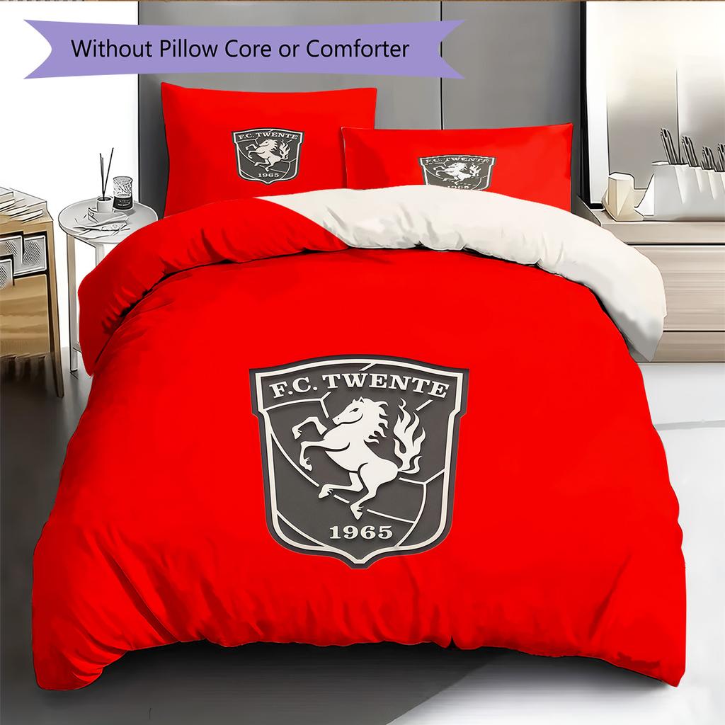 FC Twente Pattern Bedding Quilt Set  Home Decoration  Gift (1 * Duvet Cover + 2 * Pillowcase  Without Core).xwn