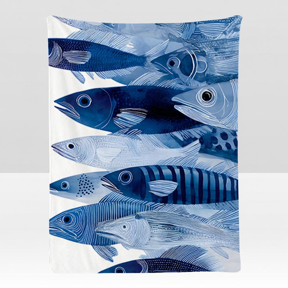 Pattern S-school of F-fish Throw Soft Flannel Blanket for Bed Bedroom Sofa Picnic Throw Skin-friendly Breathable Gift Cover