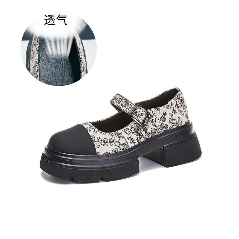 

Guochao style leather Mary Jane shoes women s 2025 autumn new women s fashion single shoes women s casual not tired feet women s shoes 40 бежевый