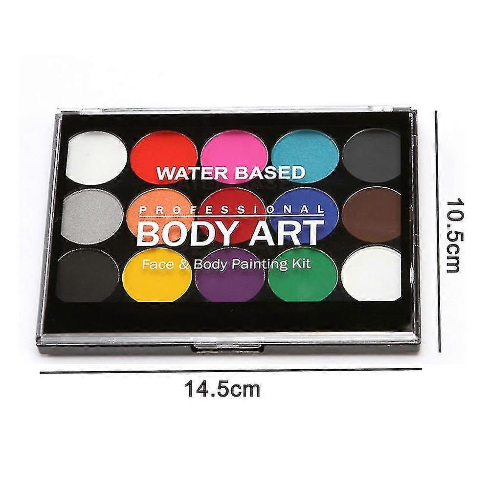 Body Children's Make-up Colours, 15 Colours Make-up Palette 2 Pens + 4 Templates Children's Face Paint Set For Children Parties And Carnival Face Pain