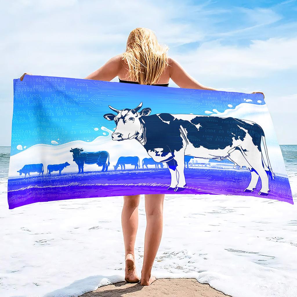 Cow Print Beach Towel Microfiber Bath Towels Oversized Cute Animal Cow Beach Towels Quick Dry Pool Towels for Bathroom Camping