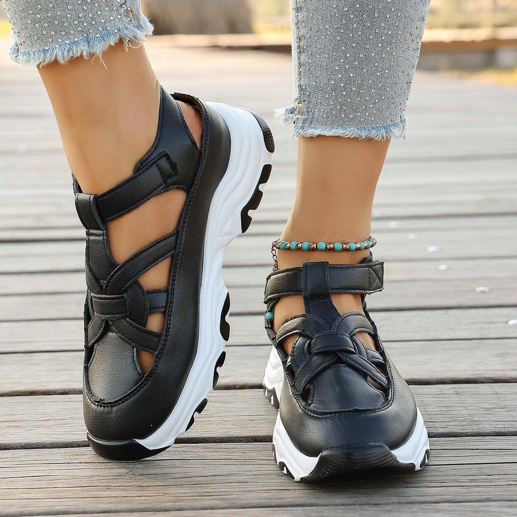 Women's 2026 Cross Hollow Platform Wedge Sandals - Large Size, Comfortable, Thick Sole, Roman Style