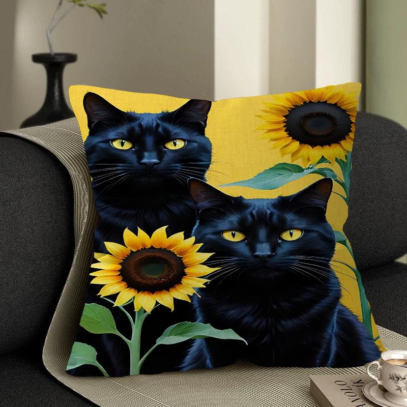 Monet Black Cat Van Gogh Sunflowers Pillowcases Home Bedding Decorative Pillow Cover Wedding Super Soft Pillow Case