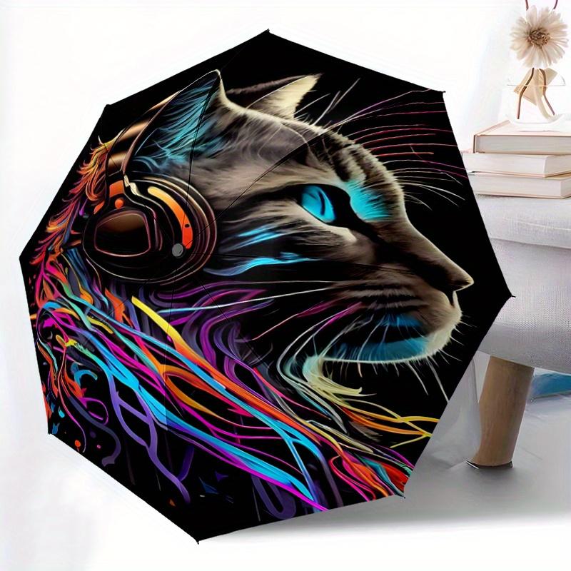 1pc Creative Cool Cat Headphones Automatic Opening and Closing Folding - A Good Choice for Gifts, Fashionable and Convenient Umbrella With Cute C