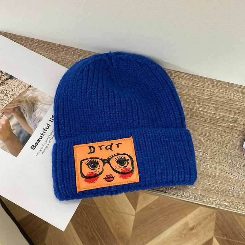 Fashion Dr Glasses Girl Hat Casual Knitted Hat Autumn And Winter Wool Melon Fur Hat Cute Warm Cold Hat