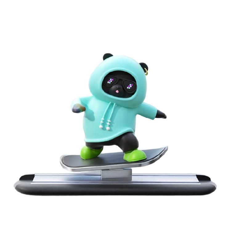 Lovely Skateboard Bear Car Interior Center Console Screen Ornaments Automatic Sliding Decoration Adhesive