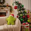 Christmas Lamb Wool Green Monster Embroidered Throw Pillow, Gingerbread-Shaped Decorative Holiday Cushion