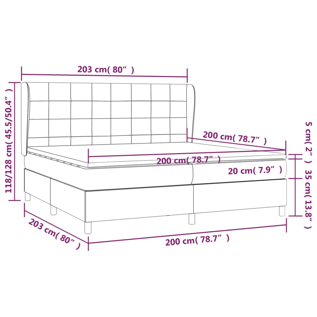 Vidaxl Continental Bed With Mattress, Brown, Fabric, 200X200 Cm