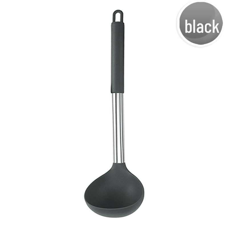 Black Stainless Steel & Silicone Handle 15-Piece Kitchen Utensil Set with Storage Bucket