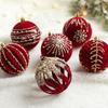 Flocked Christmas Hanging Balls Set 8cm Xmas Tree Ornaments  Holiday Festival Party