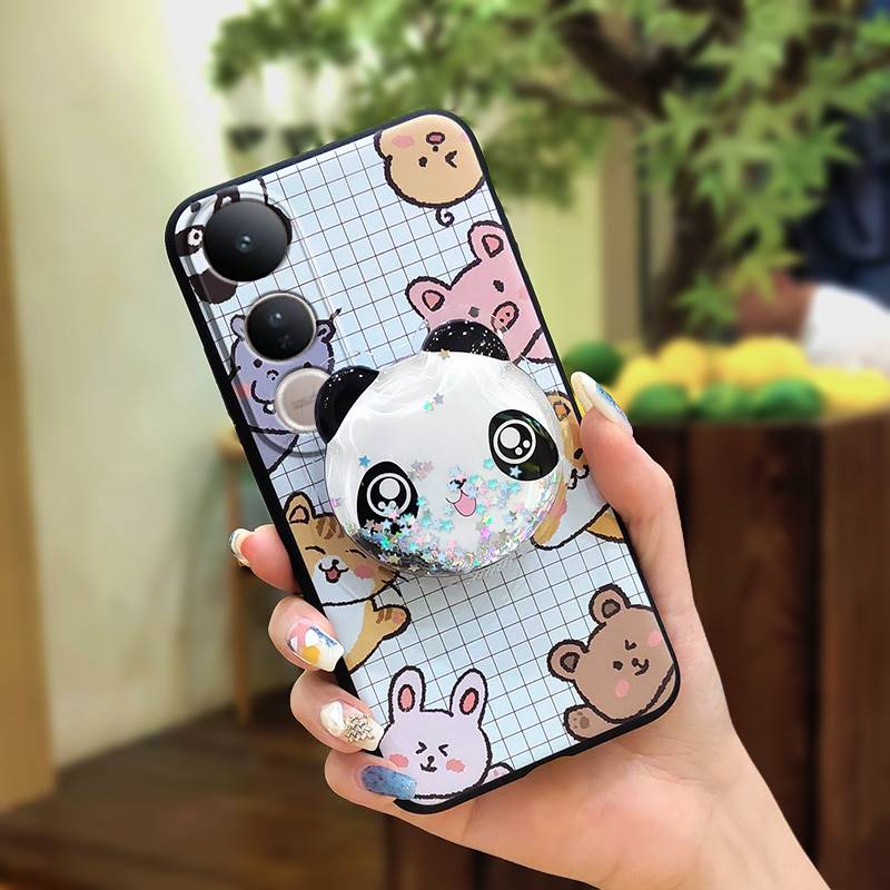 Simplicity Skin feel silicone Phone Case For VIVO V50 Lite 5G Global TPU Waterproof Rotatable stand Anti-knock cute