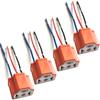 4Pcs High Quality Ceramic H4 Socket Connector Base Female Plug Adapter Copper Wires For Car HB2 9003 Headlights Bulbs
