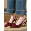 Baotou sandals pointed bow high heels rear strap stiletto workplace work shoes