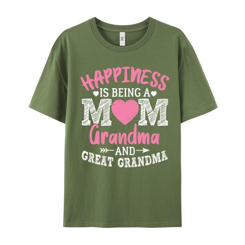 Family Female Tshirts Oneck Short Sleeve 100 Cotton Fabric Happiness Is Being A Mom Tops Tees Graphic Tops T Shirt