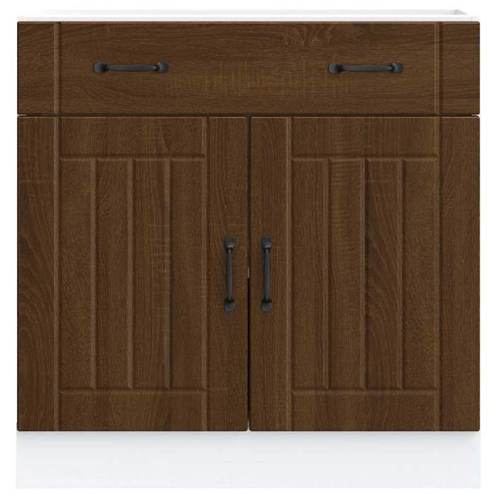 VidaXL Kitchen Cabinet Lucca Brown Oak Engineered Wood, Sink Cabinet, Kitchen Cabinet with Drawer, Cabinet of 853744