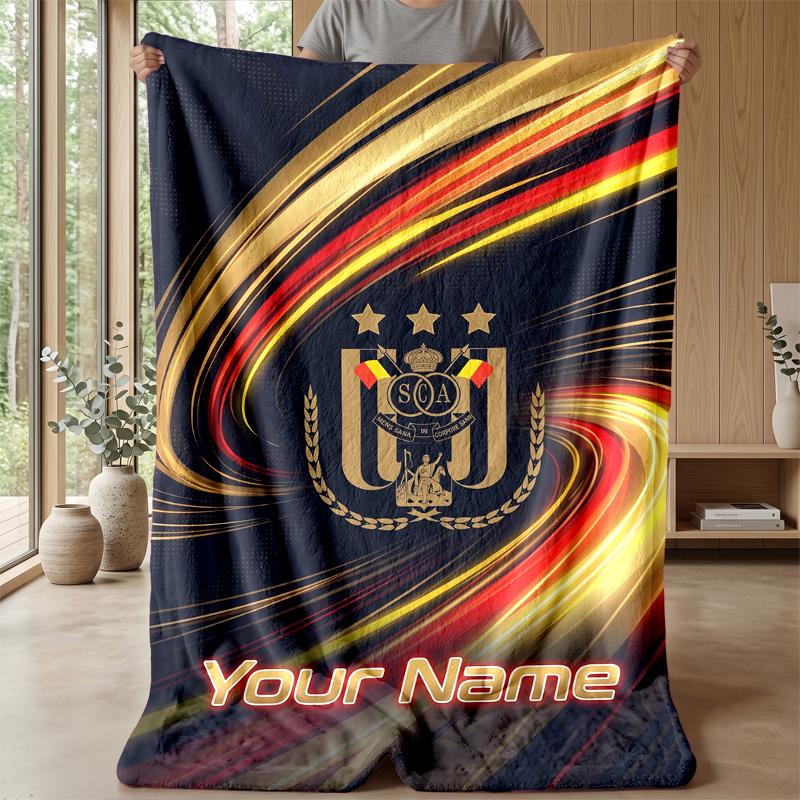 Custom Text Flannel Throw Blanket, Lightweight Cozy Bed Sofa BlanketAnderlecht FC