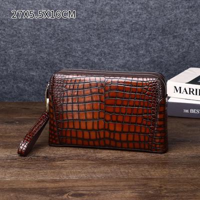 Men's Casual Crocodile Belly Clutch Bag with Combination Lock & Double Pull Texture – Large Capacity Handbag