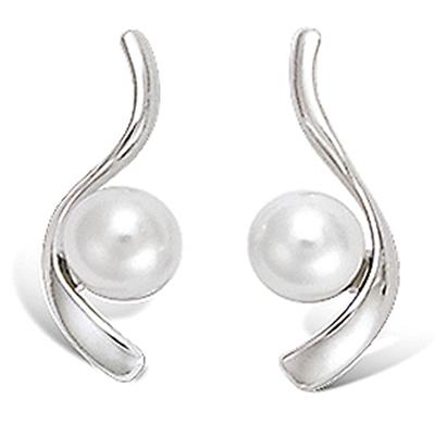 [L1818] - Brincos em prata 'Perla' (banhados a ródio) - 20x7 mm