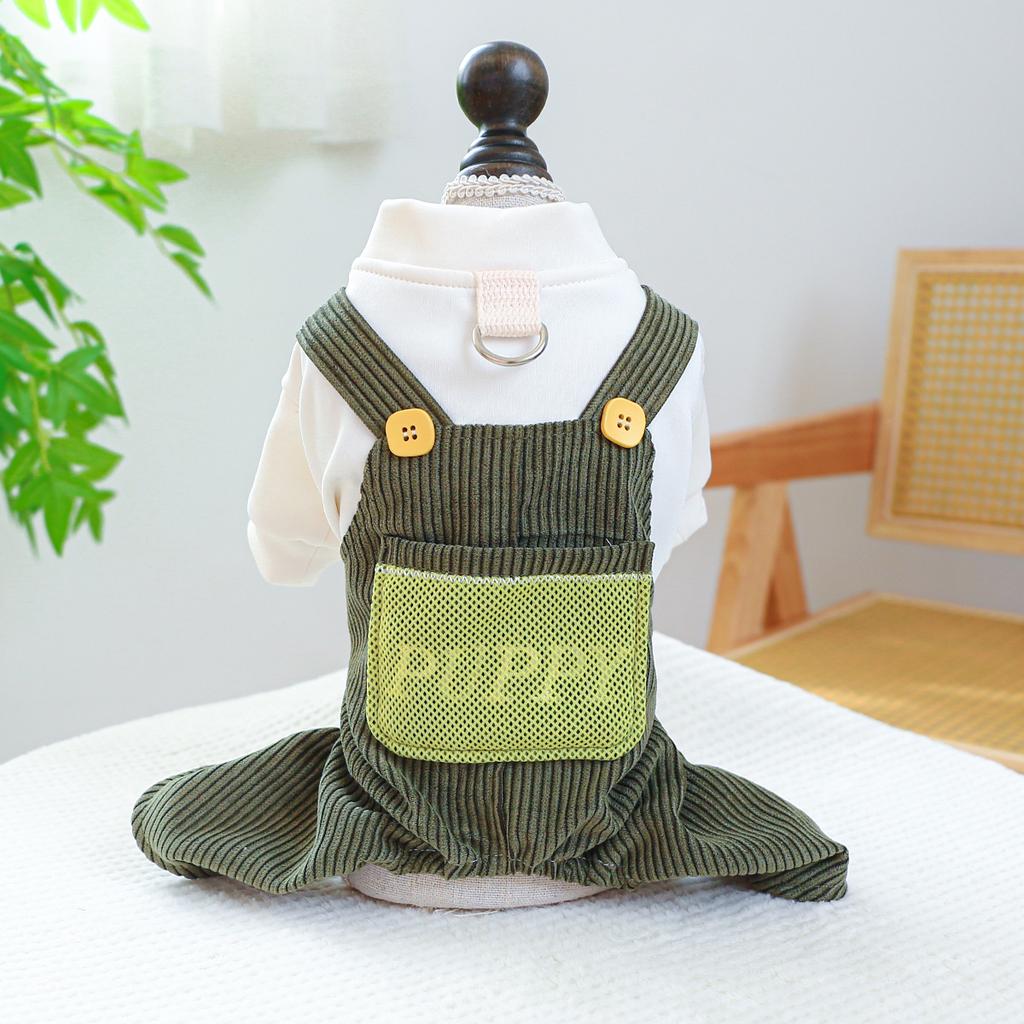 PETCIRCLE Pet Circle Dog Quad Pet Clothing Clothing Corduroy Good Friends Overalls Collection