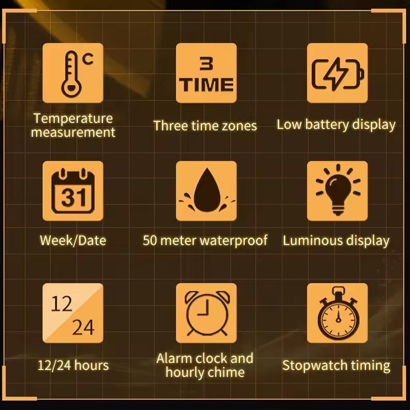 SANDA Electronic Watch Men Square Steel Band Digital Wristwatch Temperature Measurement Stopwatch Timing Multifunctional Watch