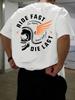 Mens RIDE FAST Skull Pattern Tshirt Casual Summer  with Bold Ride Fast Print and Wing Design Shortsleeved Round Neck