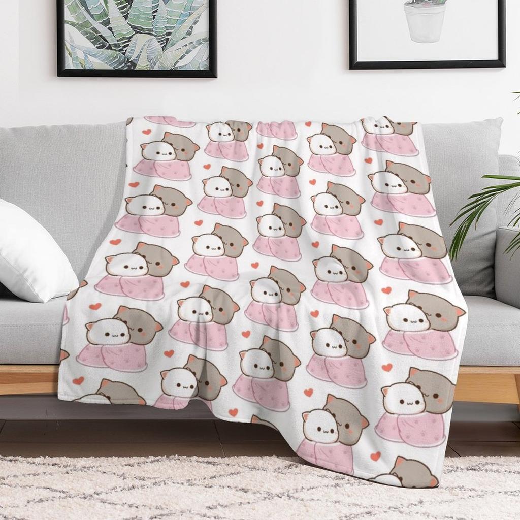Mochi Peach goma gatto coperta amore Coperta da lancio Coperta calda e accogliente per decorazione camera da letto