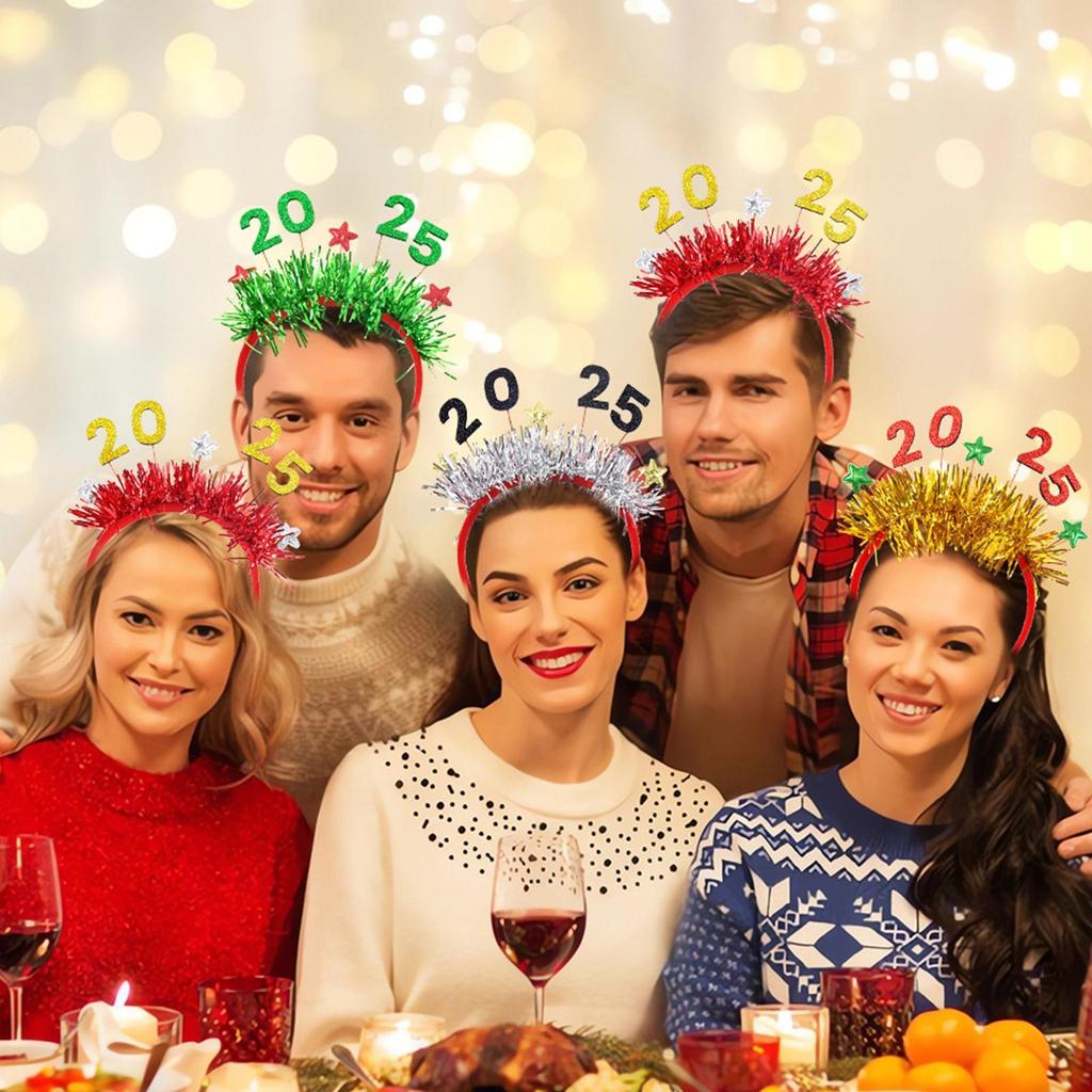 Christmas Headbands For Kids Happy New Year Headwear 5 Pieces Christmas Hair Accessories For Family Gathering Party Decor Bar