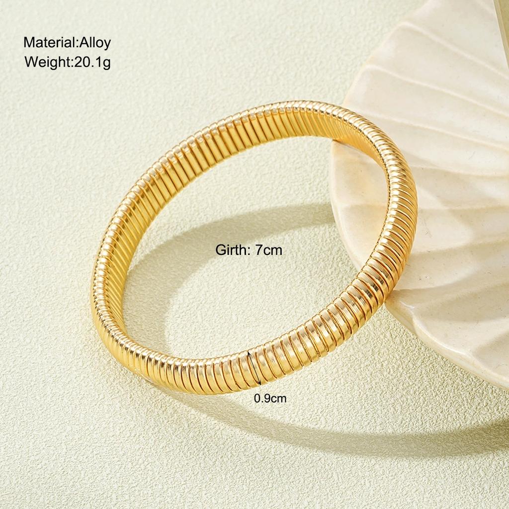 Gold Color Elastic Bracelet For Women Punk Wide Chunky Metal Spiral Bangle Female Fashion Party Jewelry Accessories Gift