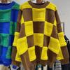 Suéteres de punto a cuadros para mujer, suéteres clásicos Harajuku retro chic, ropa de calle para mujer, suéteres más gruesos para otoño e invierno