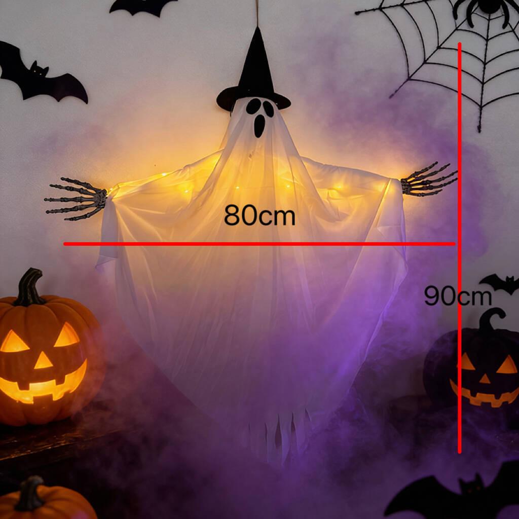 Halloween Luminous Wizard Hat Ghost Pendant Outdoor Hanging Decoration Ornament
