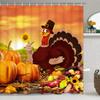 Thanksgiving Shower Curtain,Cartoon Turkey And Autumn Leaves Shower Curtain For Bathroom Decor Polyester Waterproof Bath Curtain