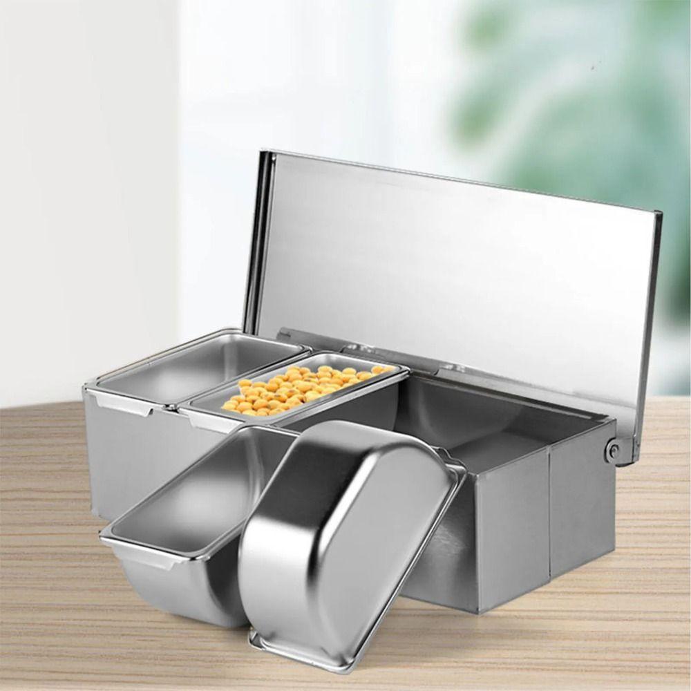 Creative Spice Storage Box 2/3/4/5/6 Grids Kitchen Spice Rack Condiment Jar Organizer Cooking Tool