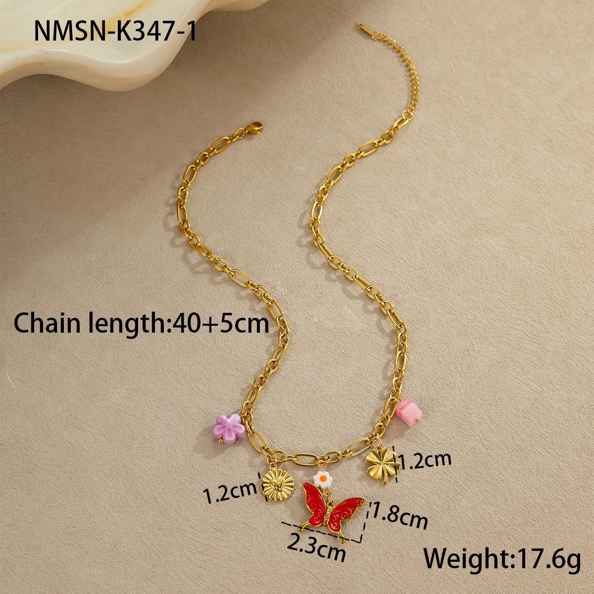 GEMCHIC Women s Summer Ocean Daisy Butterfly Pendant Stainless Steel Necklace Fashion Jewelry