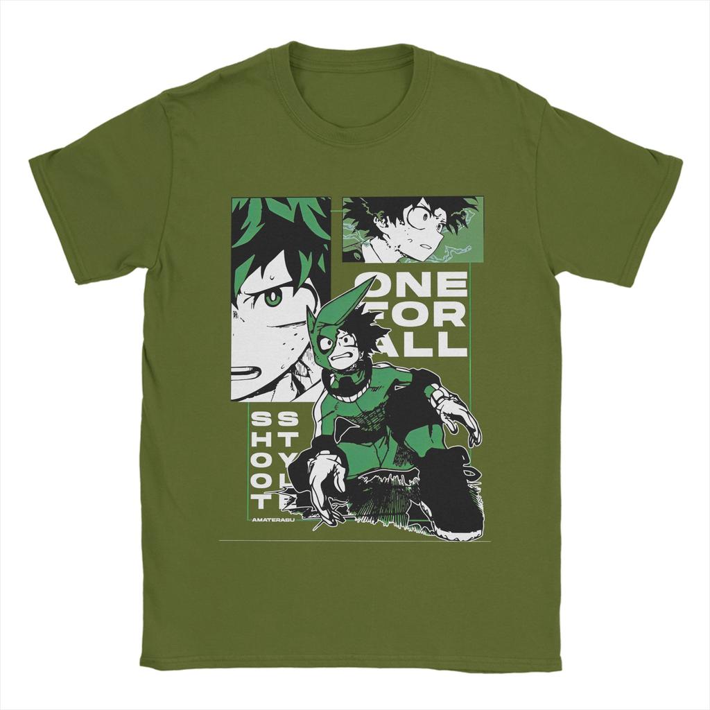 My Hero Academia Deku Anime Tshirt Men's Cotton Top Tee Hip Hop Round Neck Short Sleeve